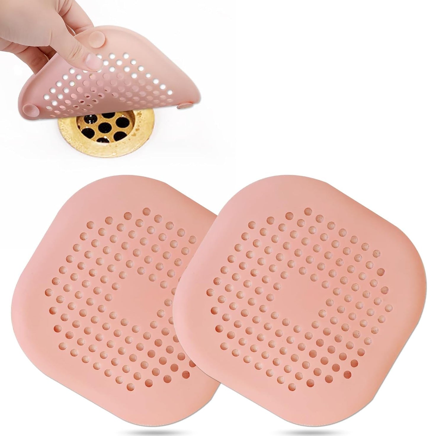 Bovinde Hair Drain Catcher,Square Cover for Shower 2 Pack (Black) | Drainer Cover Silicone Hair Stopper with Suction Cups,Protector Accessories,Easy to Install Suit for Bathroom,Bathtub,Sink
