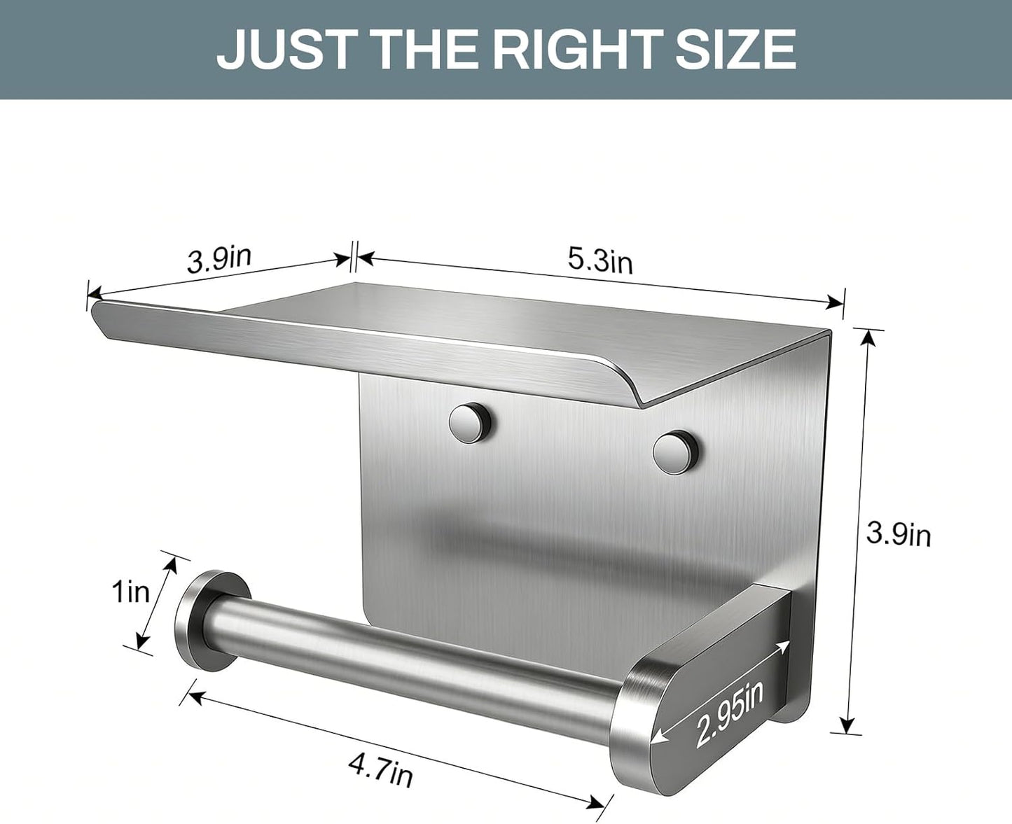 SetSail Toilet Paper Holder with Shelf Adhesive or Screw-in Matte Black | Adhesive or Screw-in,Waterproof and Rustproof Stainless Steel,Wall Mount Design,for Bathroom Hardware Accessories