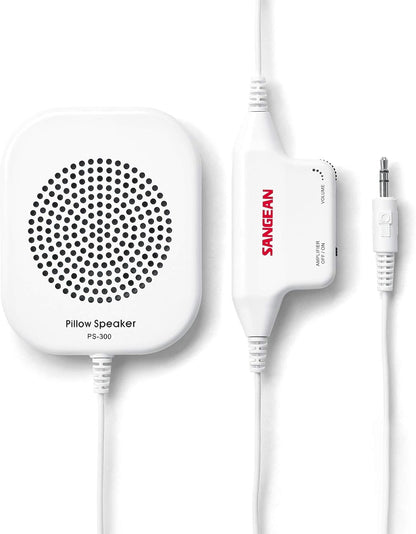 Sangean America, Inc. PS-100 Pillow 3.5mm Aux Portable Speaker, White, One Size