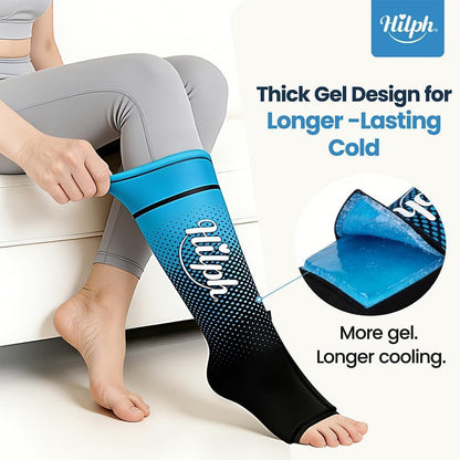 Hilph Full Calf Ankle Ice Pack Wrap, Extended Leg to Foot Ice Sleeve