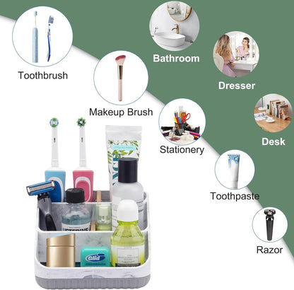 Toothbrush Holders for Bathrooms,6 Slots, Detachable for Easy Clean, White | Electric Toothbrush, with bamboo divider, drainage hole, BPA-free,bathroom,office,kictchen,vanity countertop organizer