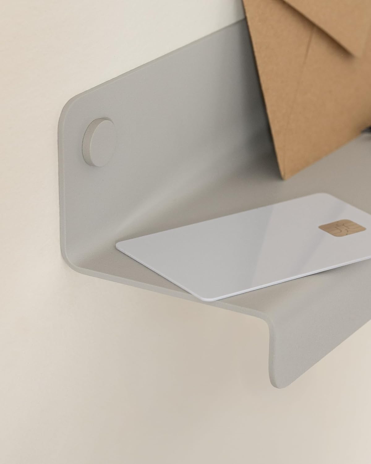 Kazai. Key Holder for Wall 'Holmsen' | Minimalist Key Hooks Design from Berlin | Modern Key Hanger with Metal Shelf | Key Hook Wall Mounted as Hallway Furniture | Sand Taupe