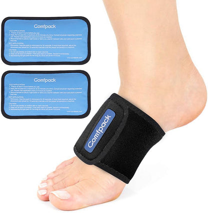 Comfpack Cold Therapy Wrap with 2 Packs for Pain Relief, Reusable Gel Ice Packs for Foot Plantar, Wrist, Ankle, Great for Sprains, Muscle Pain, Bruises, Injuries | Hot and Cold Ice Packs for Foot Plantar, Wrist, Ankle, Great for Sprains, Muscle Pain,