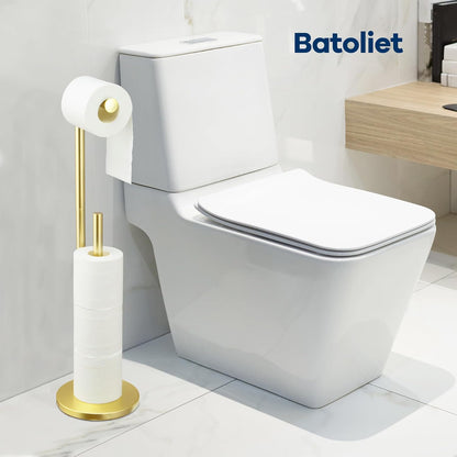 Toilet Paper Holder Stand, Bathroom Free Standing with Storage, Black | Rustproof Toilet Paper Roll Holder for 4 Rolls,with Non-Slip Stable Base,Bathroom Organizers and Storage