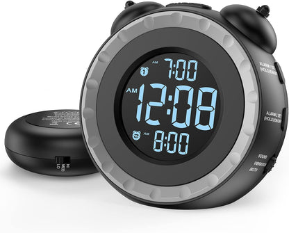 uscce Loud Dual Alarm Clock with Powerful Adjustable Bed Shaker