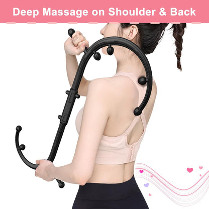 Back Massager for Pain Relief Deep Tissue - Massage Trigger Point Cane,Massage Stick for Pain Relief,Muscle Release Tool Self Massage Hook Cane for Women & Men(Black)