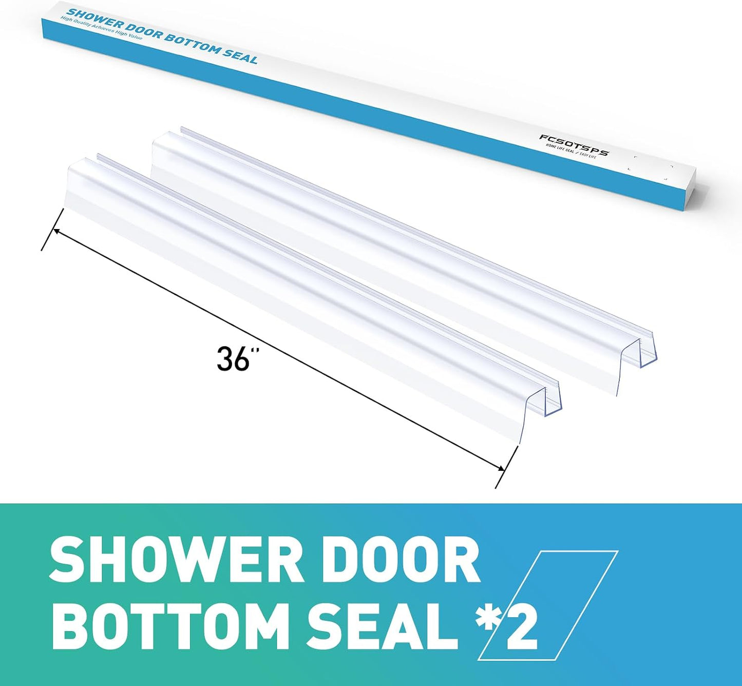 Sliding Shower Door Bottom Seal,2 PCS 3/8" x 36" | Sliding Shower Door Sweep for 3/8Inch Glass, Frameless Glass Door Seal Strip Stop Shower Leaks and Create a Water Barrier