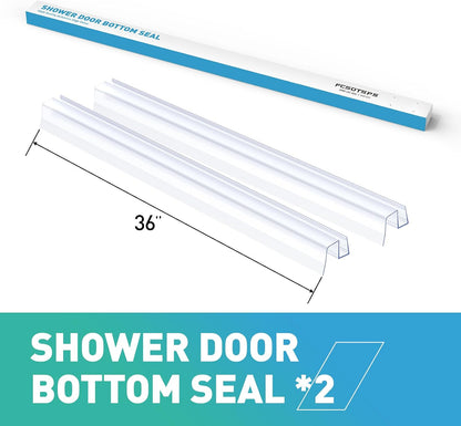 Sliding Shower Door Bottom Seal,2 PCS 3/8" x 36" | Sliding Shower Door Sweep for 3/8Inch Glass, Frameless Glass Door Seal Strip Stop Shower Leaks and Create a Water Barrier