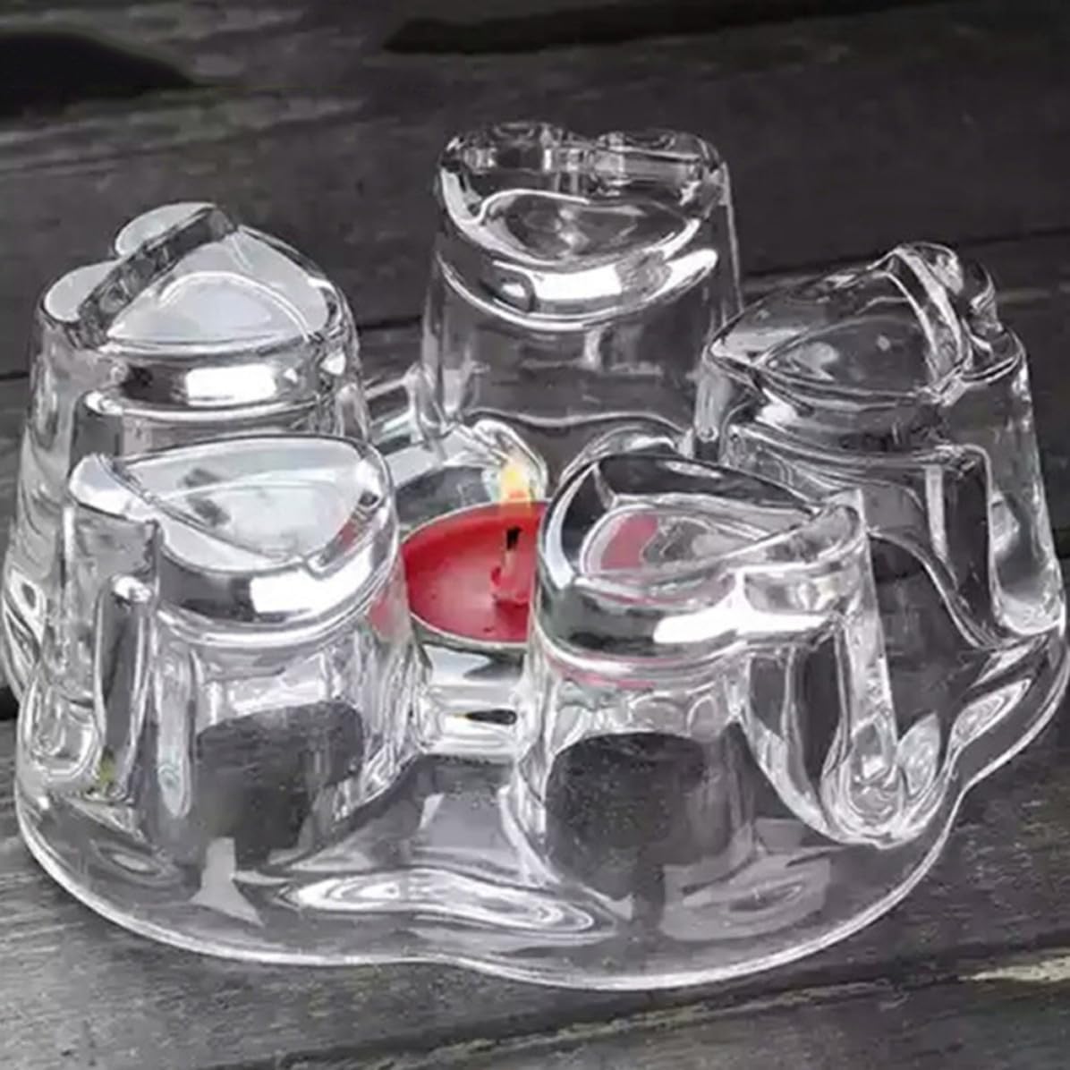 VOSAREA Heart Shape Glass Tea Pot Warmer Base with Heat Preservation and Candlestick Function, Creative Stylish Glass Base for Tea Pot Heating and Warmth