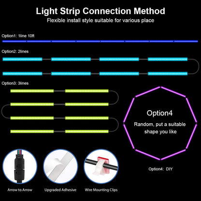 RGB Under Cabinet Lights with Motion Sensor, 6 Pre-Cut LED Strip Lights with Remote Control, Music Sync Color Changing Closet Lights, for Kitchen, Counter, Shelf, TV Backlight, Bookcase, 9.8ft