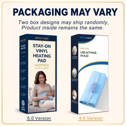 Boncare® Stay-On Small Vinyl Electric Heating Pad for Neck and Shoulders and Back Without Auto-Off, Low & High Heat Levels, Waterproof Hot Heat Pad with Washable Cover (11.5"x13.5", 1-Pack)