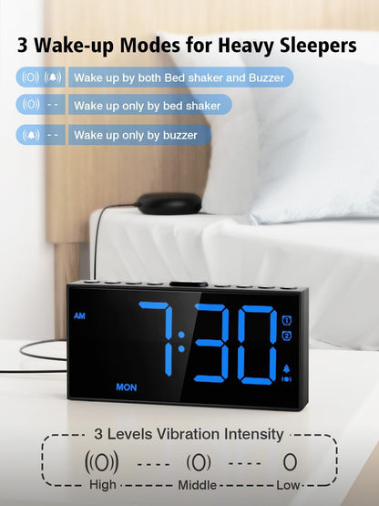 Vibrating Alarm Clock for Heavy Sleepers with Bed Shaker, 116dB Dual Alarms