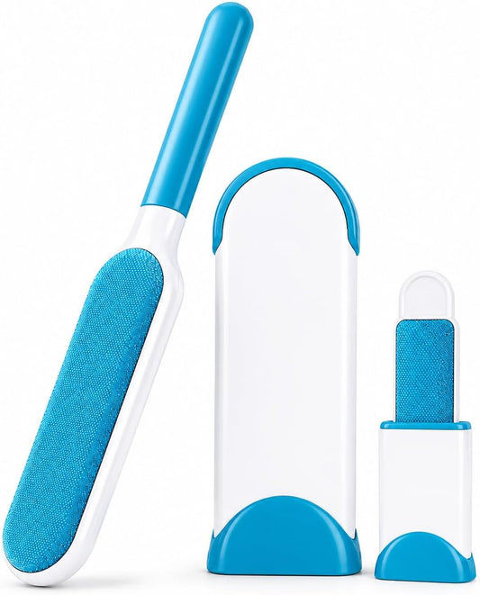 Pet Hair Remover Brush Set for Dog & Cat Hair, Reusable Lint Roller, Self-Cleaning Pet Hair Removal Tool for Couch, Clothes & Furniture