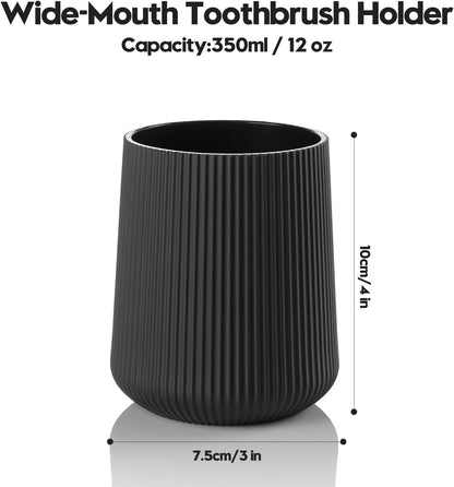 YAUKPH Black Striped Toothbrush Holder | for Electric Toothbrushes Bathroom Organizer Cup for Toothpaste Kids & Adults