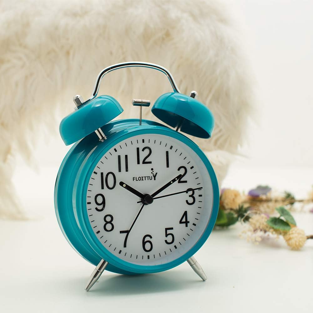 FLOITTUY Loud Alarm for Deep Sleepers 4'' Twin Bell Alarm Clock with Backlight for Bedroom and Home Decoration(Green)