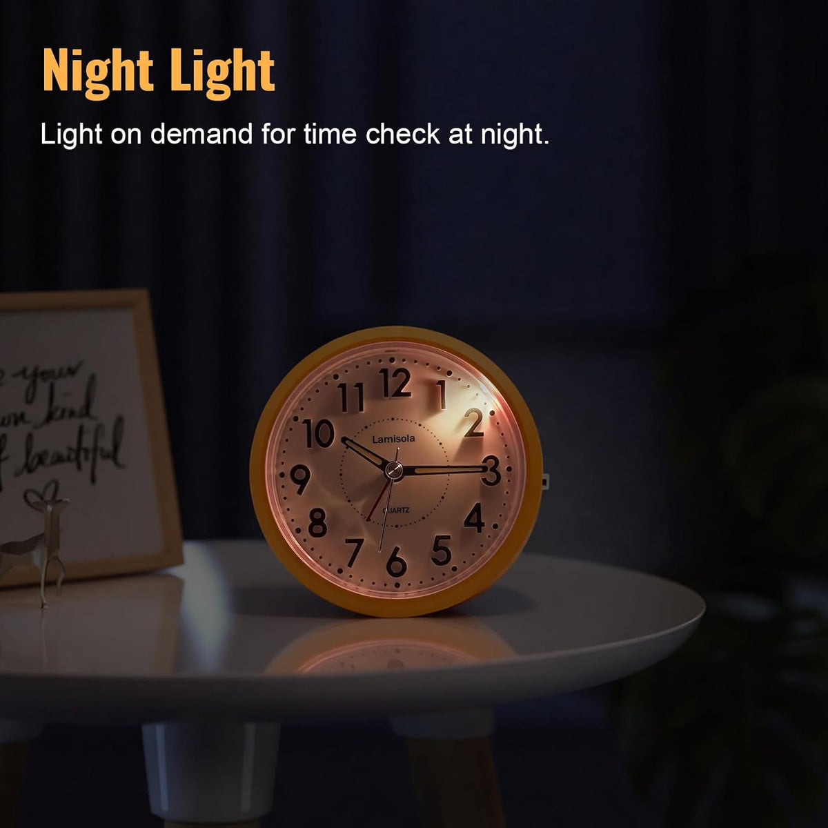 Lamisola 4 Inch Alarm Clock for Bedrooms, Small Analog Desk Clock, Black