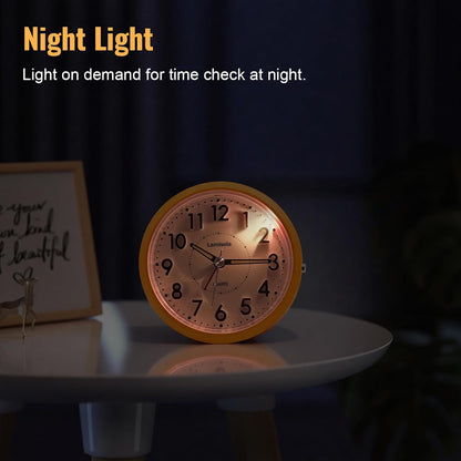 Lamisola 4 Inch Alarm Clock for Bedrooms, Small Analog Desk Clock, Black