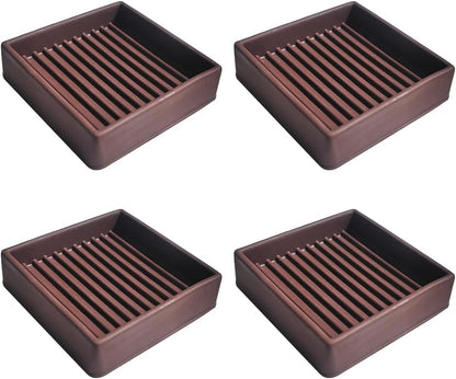 4 Pcs Couch Anti Slip Pads, 2x2 Square Rubber Furniture Caster Cups | Non-Slip Rubbers Bed Frame Stopper, Bed Stopper Floor Protectors for Protect Any Flooring (Brown)