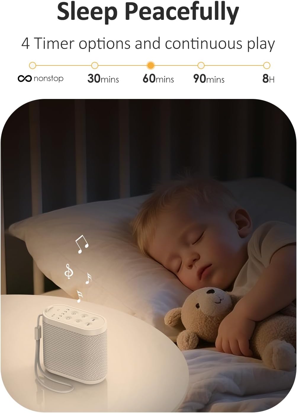 Portable Travel Sound Machine White Noise Machine for Sleeping : Super Long-Lasting & Rechargeable Battery, Headphone Jack, 21 Sounds, Noise Canceling for Office Privacy, Home, Adults, Baby, Gift