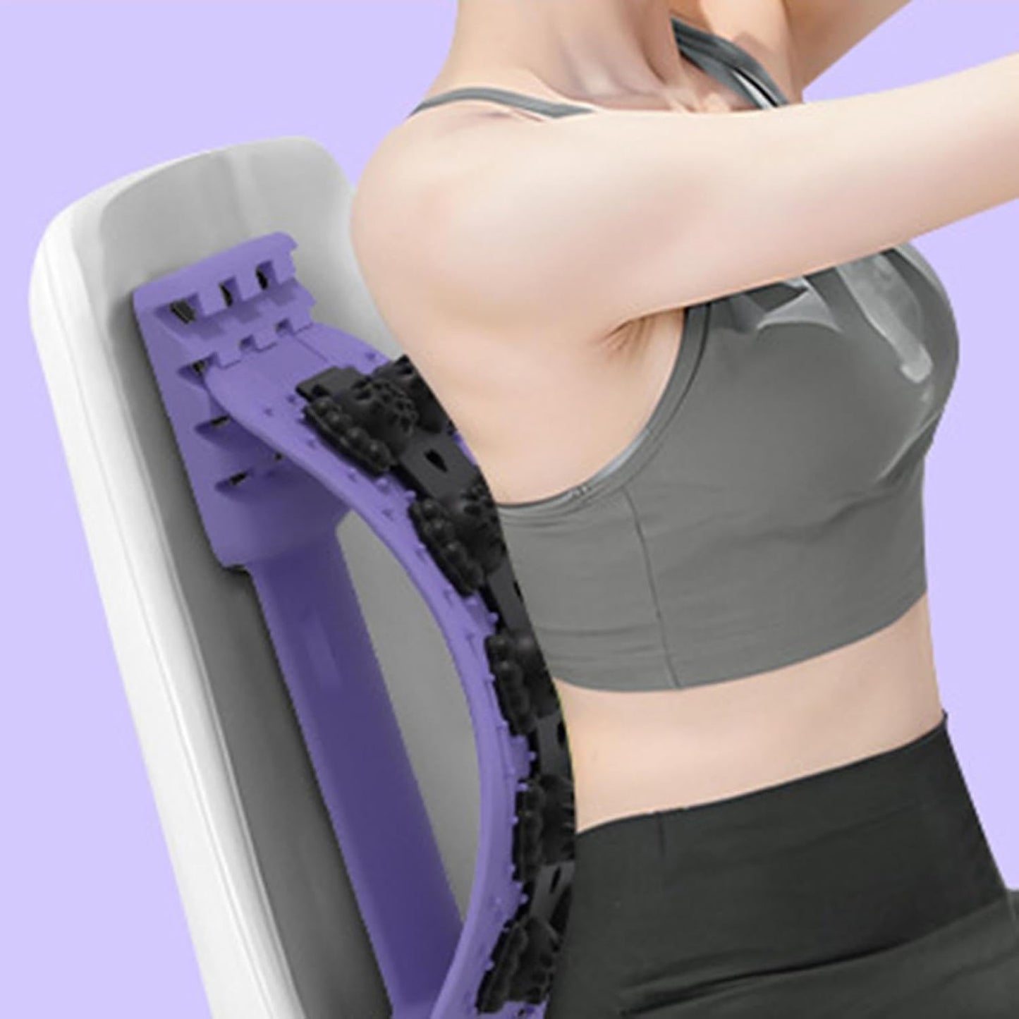Back Stretcher - Lumbar Spine Relaxer, 4-Level Adjustable Relaxation Board | Yoga Back Stretcher | Scoliosis Massager Device with Black Massage Head for Muscle Alignment Cracking Lower Påin Ŕelief Ho
