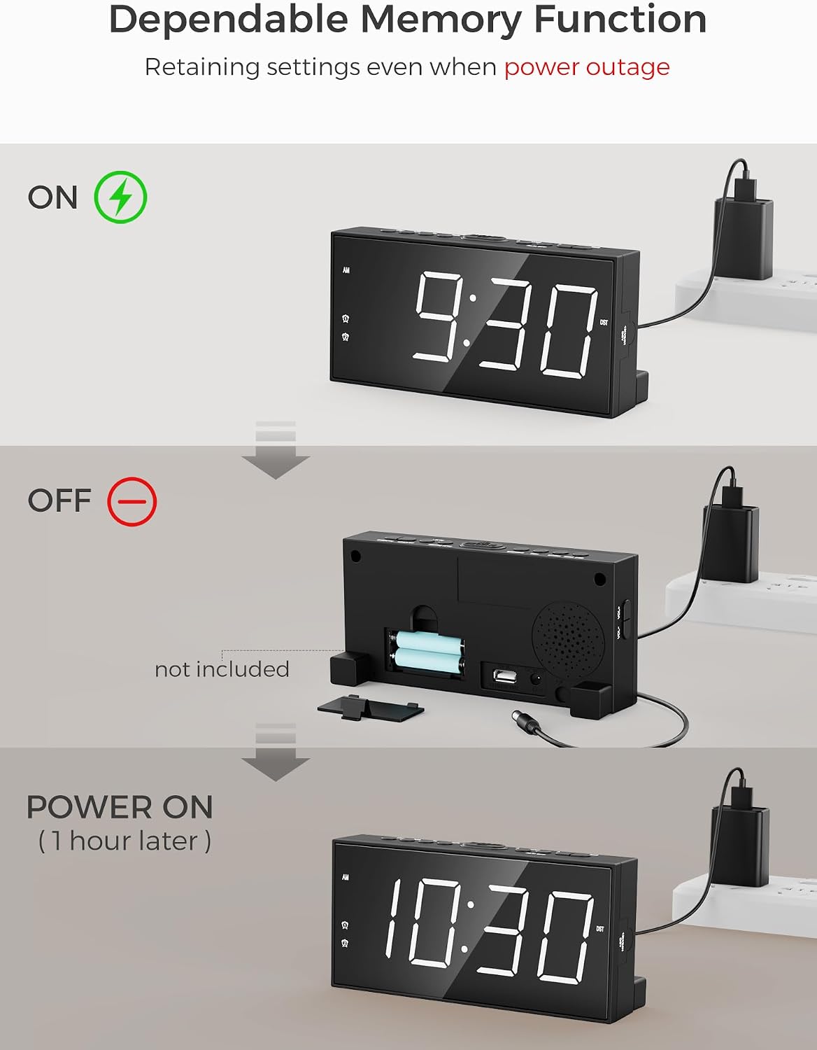 Vibrating Alarm Clock for Heavy Sleepers with Bed Shaker, 116dB Dual Alarms