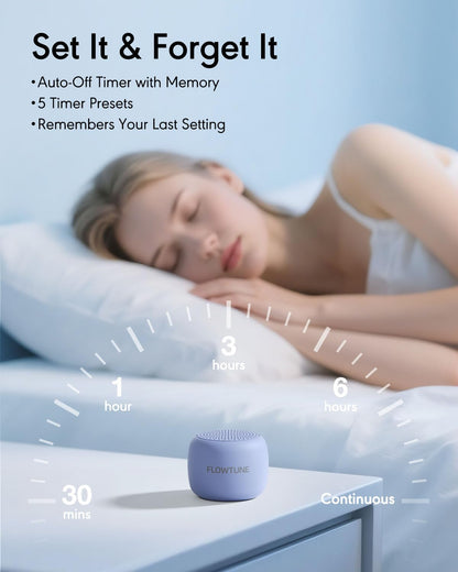 FLOWTUNE Sound Machine White Noise Machine for Baby Adults, 18 Non-looping Sounds, Timer, Memory Function, Portable Sleep Sound Therapy Gift (Mint Green)