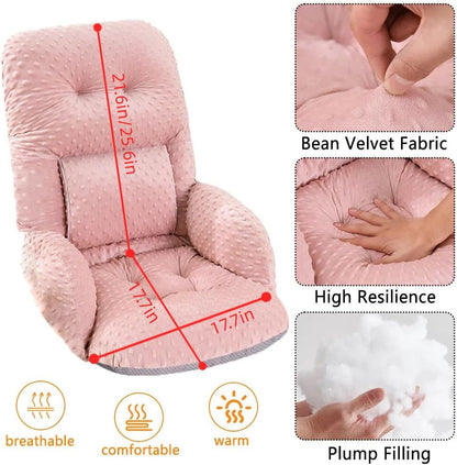 Office Chair Cushions with Armrest，Non-Slip Rocking Chair Pad with High Back Support for Dining Dorm Floor Car Office Patio
