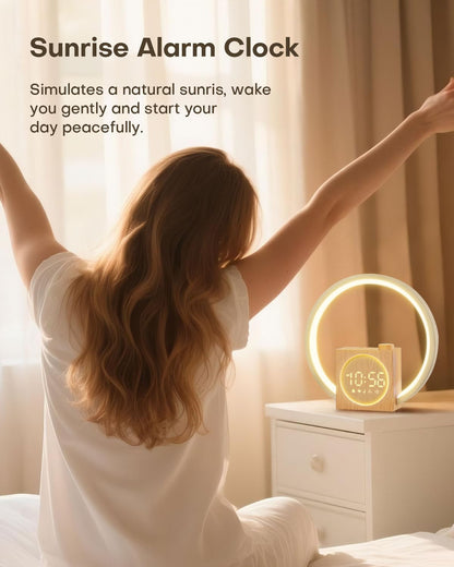 Sunrise Alarm Clock, White Noise Sound Machine, Alarm Clocks for Bedrooms with 12 Color Ambient Nightlight, White Noise Machine with 30 Soothing Sounds, Gifts for Adults, Kids, Couples and Friends