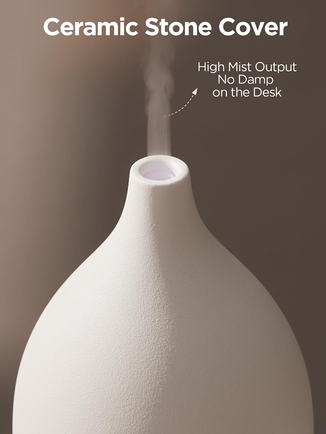 InnoGear Oil Diffuser, 300ML Ceramic Diffuser for Essential Oils Handcrafted Aromatherapy Diffuser Ultrasonic Cool Mist Humidifier with 4 Timers Waterless Auto Off for Room Office, White