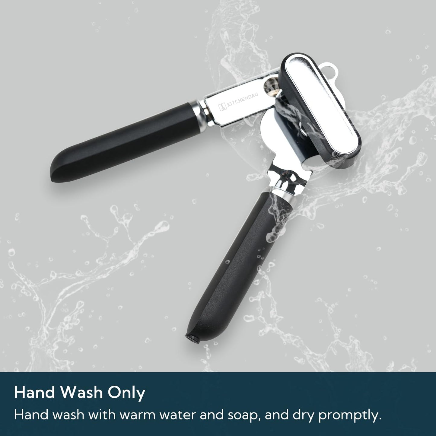 KITCHENDAO Manual Can Opener, Super Sharp Sandvik 12C27 Blade, Handheld Can Opener with Magnet, Smooth Edge Cut, Soft Grip, Oversized Knob for Seniors & Arthritis, Easy to Use, Black