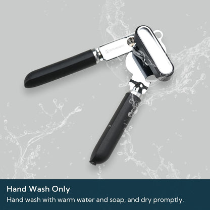 KITCHENDAO Manual Can Opener, Super Sharp Sandvik 12C27 Blade, Handheld Can Opener with Magnet, Smooth Edge Cut, Soft Grip, Oversized Knob for Seniors & Arthritis, Easy to Use, Black