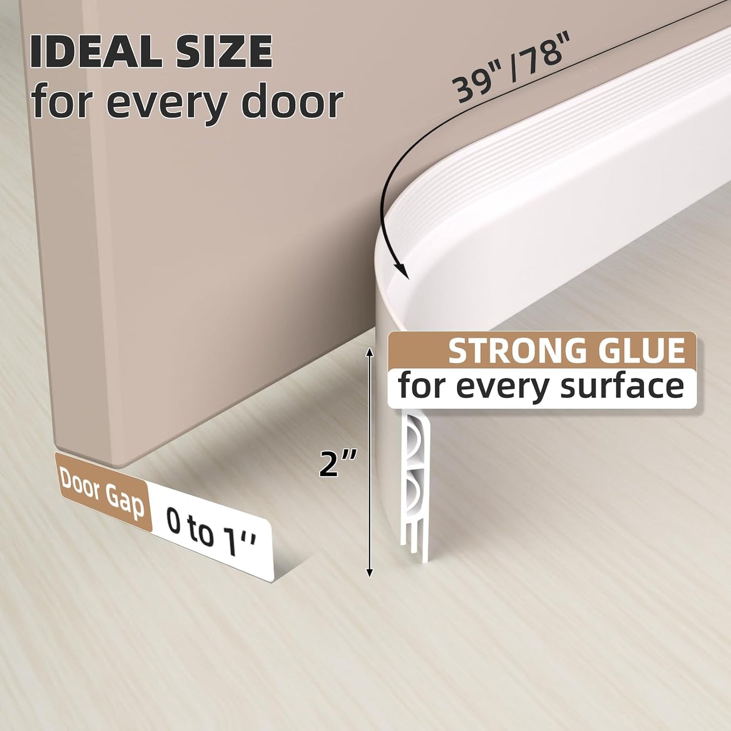KNEELISA 39" Black Under Door Draft Stopper Interior for 0-1“ Gap,Silicone | Bottom Door Sweep Sound Proofing,Soundproofing Noise Blocker,Gap Filler Soundproof Seal Strip