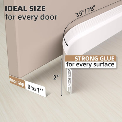 KNEELISA 39" Black Under Door Draft Stopper Interior for 0-1“ Gap,Silicone | Bottom Door Sweep Sound Proofing,Soundproofing Noise Blocker,Gap Filler Soundproof Seal Strip
