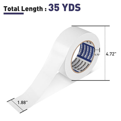 Duct Tape White Heavy Duty Waterproof Duct Tape for Home Repair | 1.88" 35 Yds No Residue, Strong Adhesive, Tearable for Multi Purpose Indoor Outdoor Use, Vehicle Repairs, DIY, Emergency Fix