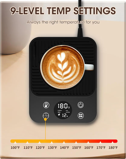 Coffee Mug Warmer for Desk, Upgraded Smart Electric Coffee Warmer, 1H Drink Water Reminder, 4 Mode, 8H Auto Shut Off, 9 Temperature, 12H Timer, Gifts for Women and Men