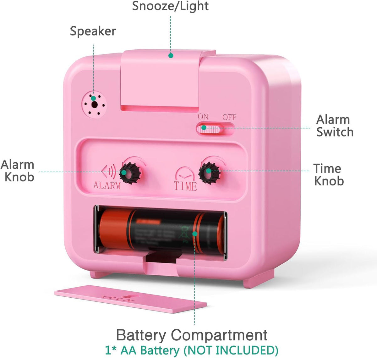 AMIR Analog Silent Non Ticking Small Clock, Travel Analog Alarm Clock