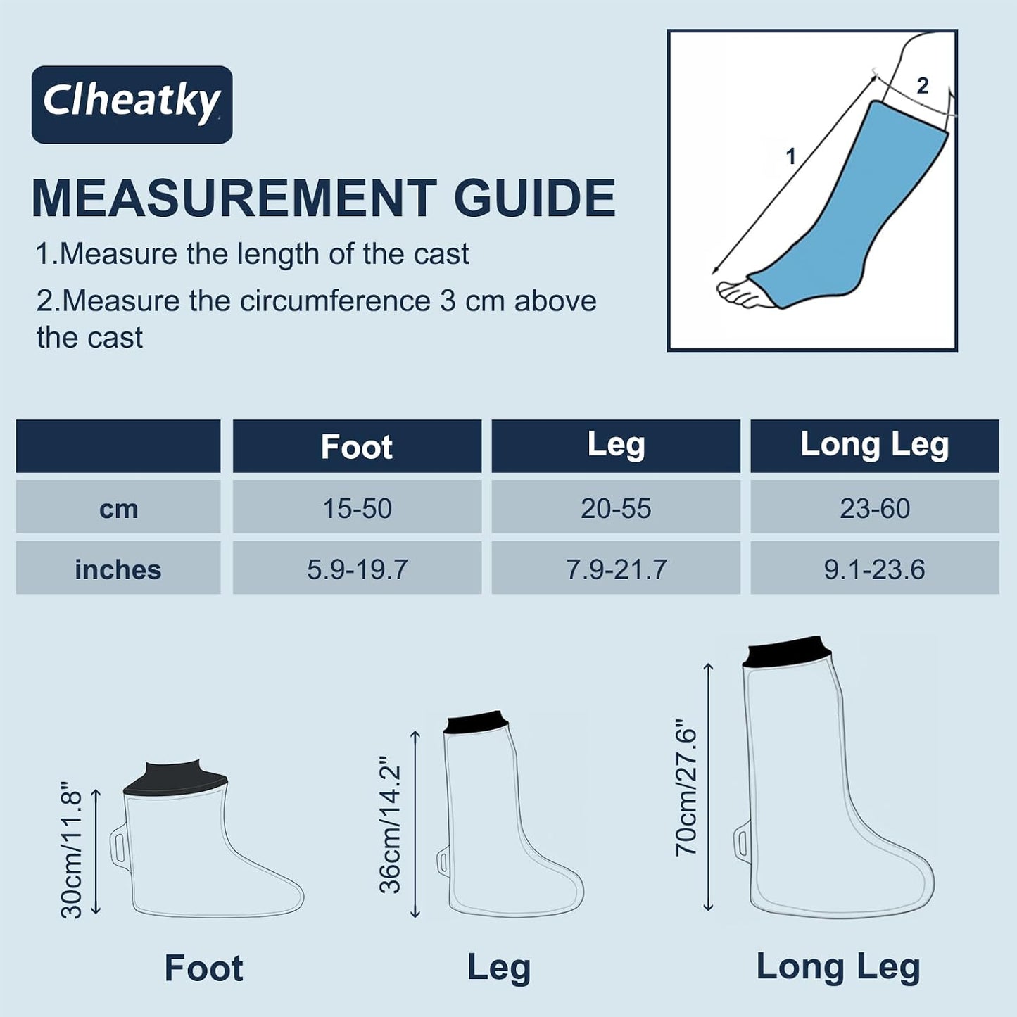 Adult Waterproof Foot Cast Cover, Reusable Watertight Ankle Cast Protector | Durable & Watertight Shower Boot, Reusable Shower Bag for Leg, Soft Comfortable Shower Bag for Post-Surgery Foot Ankle Injury