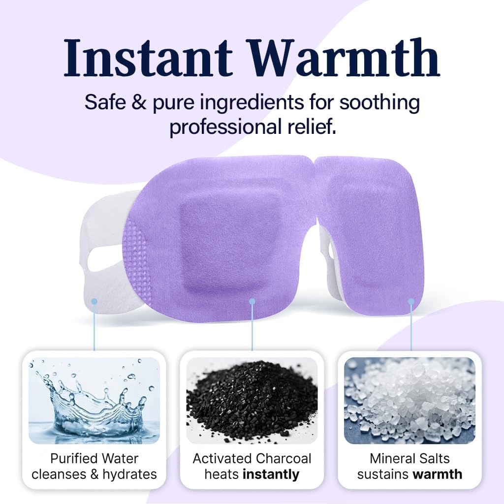 30 Pack Self-Heating Steam Eye Masks for Dry Eyes: Moist Heat Warm Compress