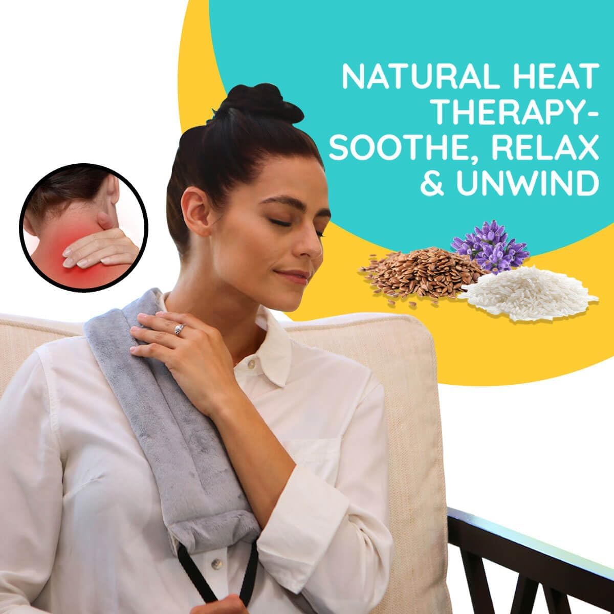 Versatile Heated Neck Wrap Microwavable - Neck Warmer Microwave Heating Pad for Shoulders, Sore Muscles - 22 Inches - 1 Pack