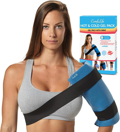 ComfiLife Knee Ice Pack with Wrap Reusable Hot & Cold Therapy Gel Pack Adjustable Compression Support for Injuries, Pain, Surgery, Arthritis, Meniscus and More