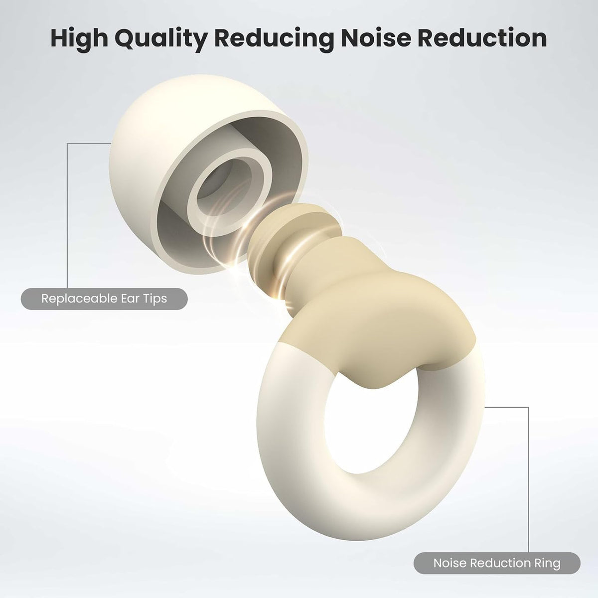JUSTRVN Ear Plugs for Sleeping, 2 Pairs of Reusable Earplugs for Noise Reduction 25dB-30dB with 8 Ear Tips, Soft Hearing Protection Ear Plugs for Concert,Noise Sensitivity, Study & Work, Black
