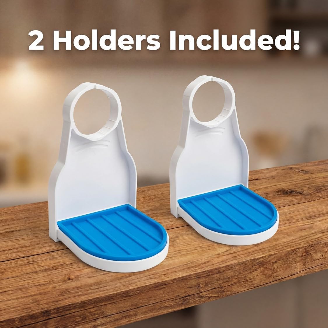 [2 Pack] Laundry Detergent Cup Holder with Drip Tray, No Mess Detergent Drip Catcher, Leak-Proof, Anti-Slip Grip Design, Fits Most Bottles, Keeps Laundry Room Clean and Organized (White)