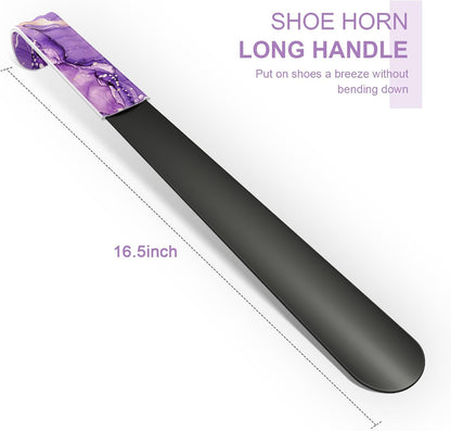 16.5 Inch Long Handle Shoe Horn for Seniors Men Women Kids, Metal Shoe Horns for Boots