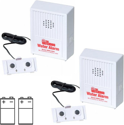 (2) Glentronics Watchdog BWD-HWA Water Sensor Alarm & (2) 9V Batteries