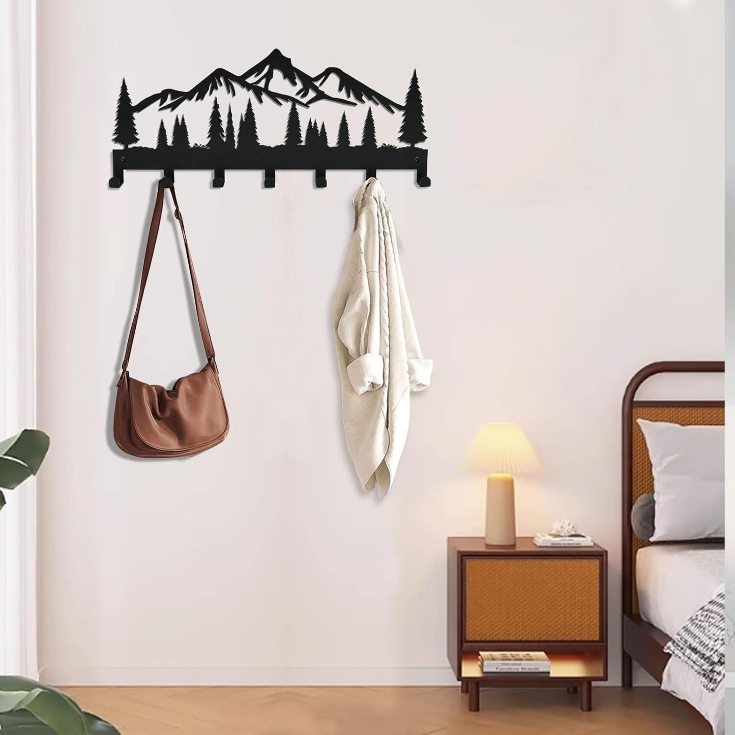 Key Holder for Wall, Metal Decorative Wall Mounted Mountain Key and Mail Holder with Shelf, 2 in 1 Key Hooks for Entryway, Front Door, Hallway, Key Organizer and Key Rack (10 Inches)