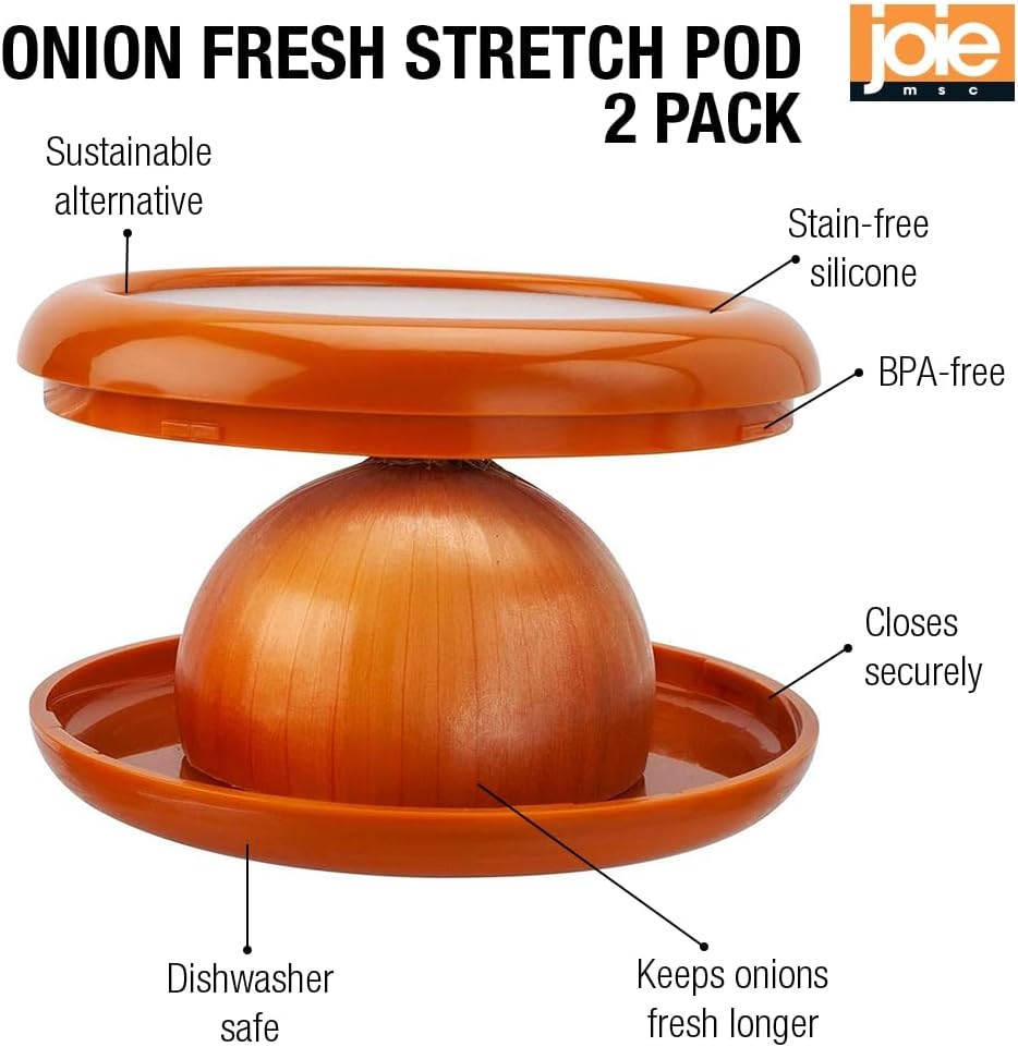 Joie Fresh Stretch Pod Onion Storage Container, Silicone Food Saver, Keeps Leftover Produce Flavorful and Firm in Fridge, Reusable Kitchen Gadget, Dishwasher Safe, BPA-Free