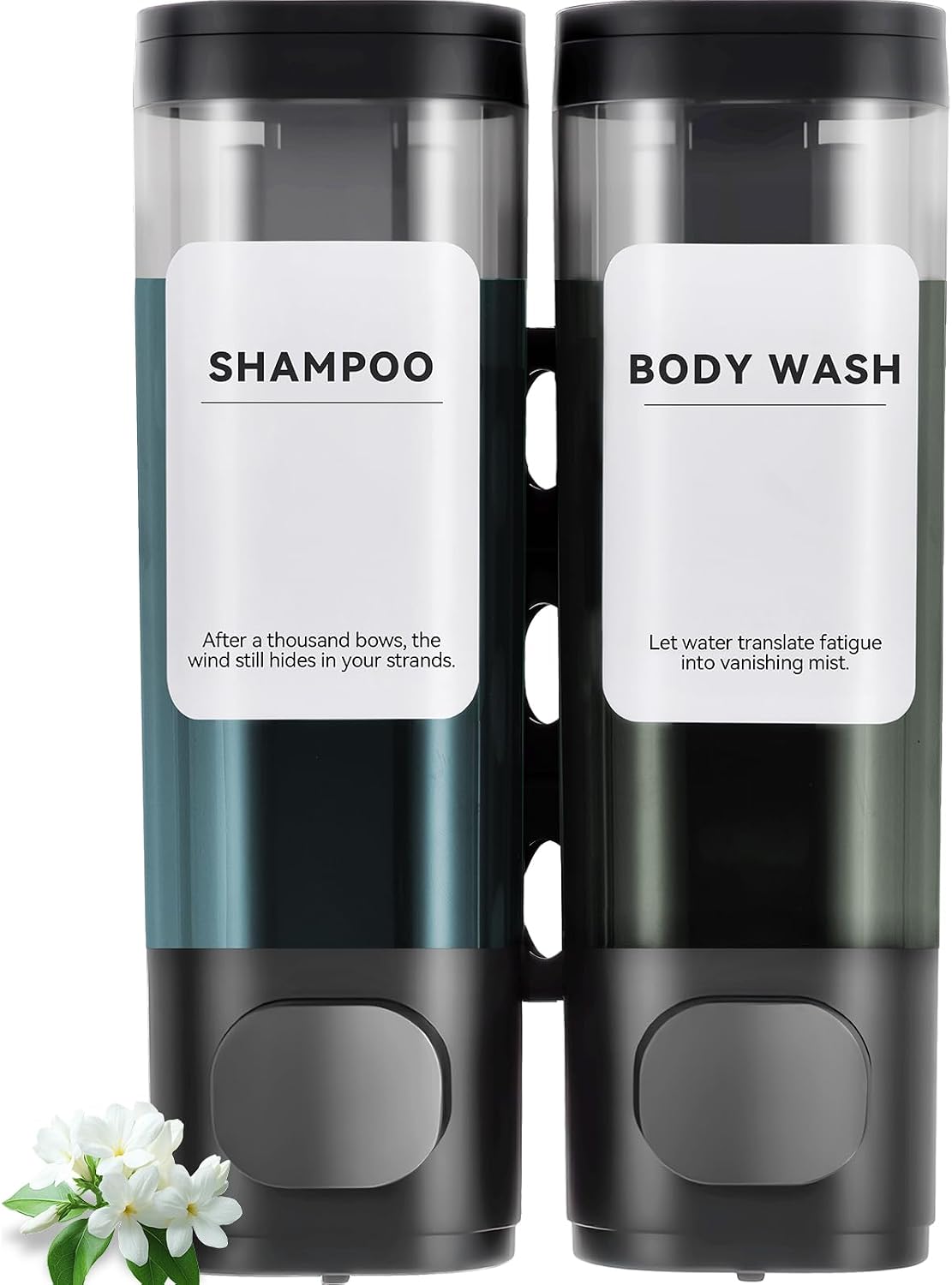Shampoo Conditioner Shower Soap Dispenser 3 Chamber Wall Mount Black | Refillable. Leakproof 900ml. No-Drill Wall Mount. Soap, Shampoo, Conditioner, Body Wash, Shower Gel, Bathroom Set. BPA-Free.