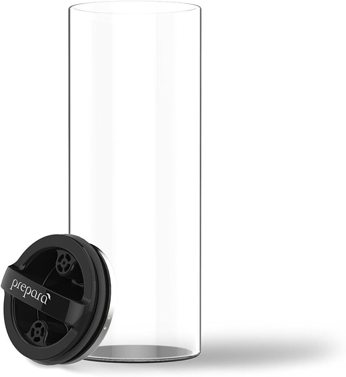 Prepara Evak Compact Glass Food Storage, Small, Black | Borosilicate Glass Container Vacuum Seal Lid & Black Handle, Odor & BPA-Free, Ideal for Coffee, Tea, Pantry Dry Goods
