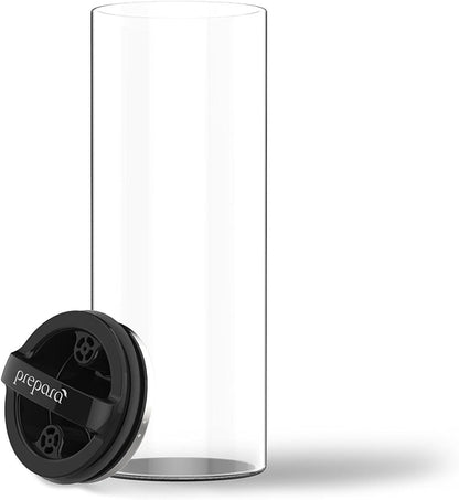 Prepara Evak Compact Glass Food Storage, Small, Black | Borosilicate Glass Container Vacuum Seal Lid & Black Handle, Odor & BPA-Free, Ideal for Coffee, Tea, Pantry Dry Goods