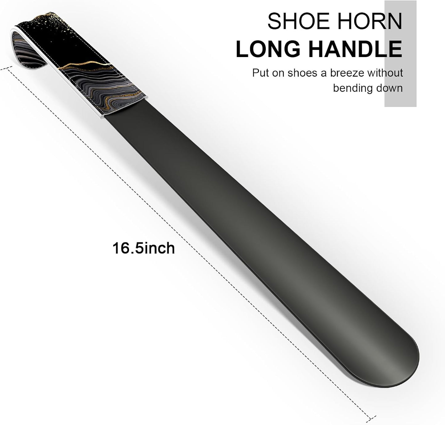 16.5 Inch Long Handle Shoe Horn for Seniors Men Women Kids, Metal Shoe Horns for Boots